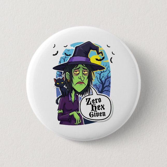 Zero Hex Given Funny Witch Halloween Costume Tee  Button (Front)