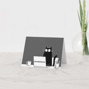 Zero Meowtivation Cat – Funny Lazy Work Cartoon Letterpress Thank You Card