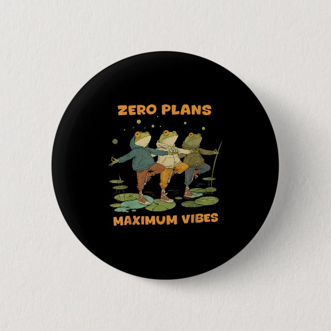 Zero Plans Maximum Vibes Funny Frog Hoodie Chill V Button (Front)