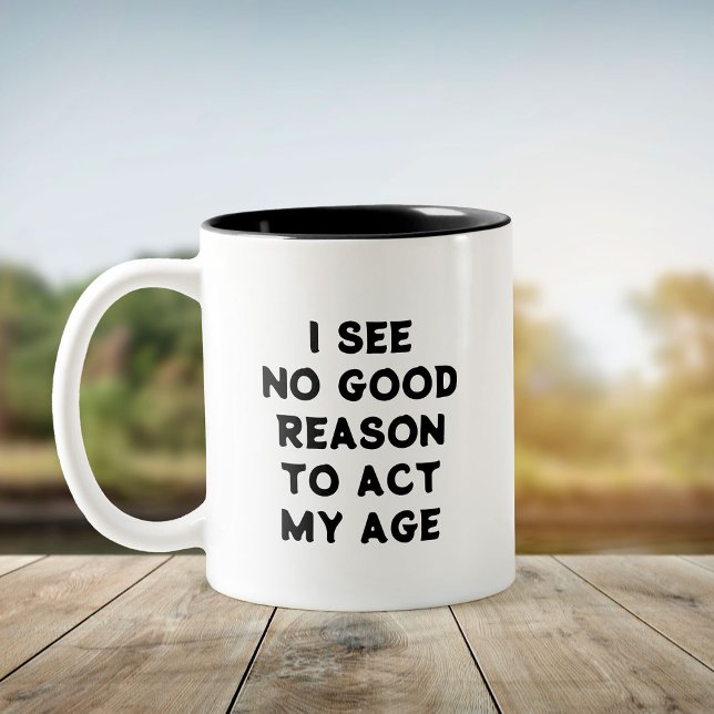 Zero Plans to Grow Up – Funny Humorous Pun Two-Tone Coffee Mug (Creator Uploaded)