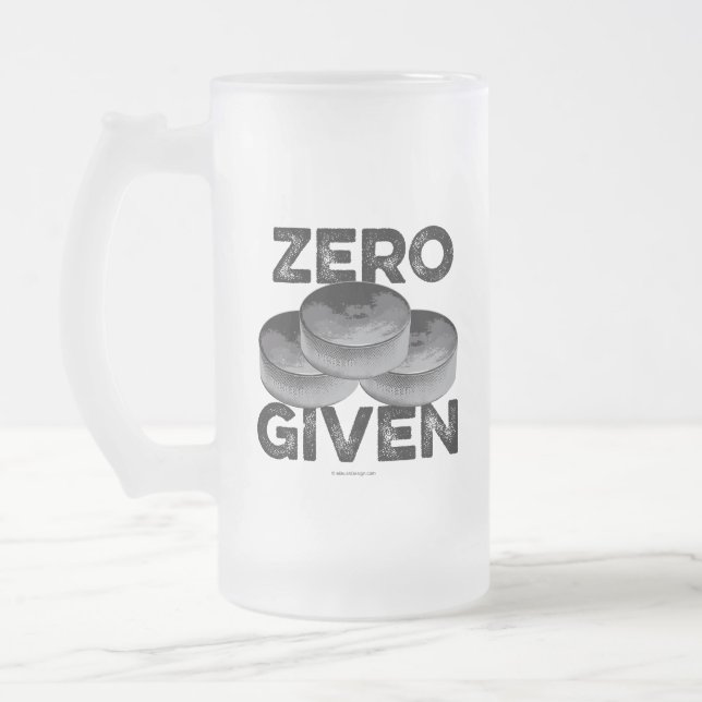 Zero Pucks Given (Hockey) Frosted Glass Beer Mug (Left)