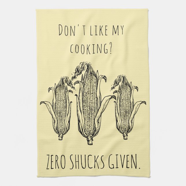 Zero Shucks Given Funny Custom Corn Pun Kitchen Towel (Vertical)