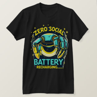 Zero Social Battery Recharging Robot Design T-Shirt