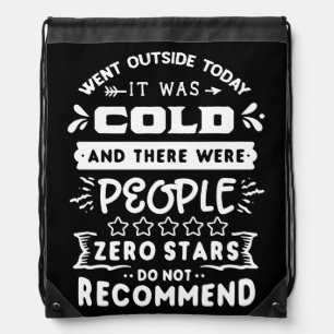 Zero Stars Funny Snarky Introvert Humorous Text Drawstring Bag
