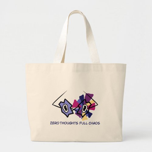 Zero Thoughts Full Chaos Funny Graphic Canvas Tote