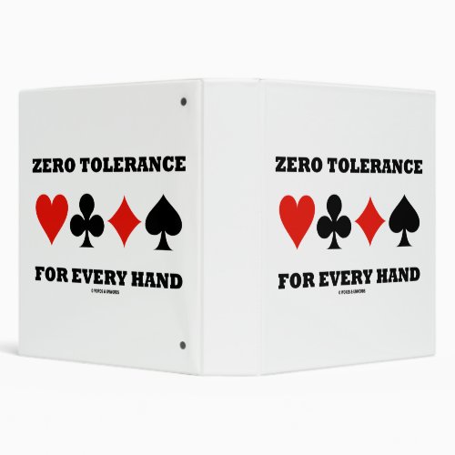 Zero Tolerance For Every Hand 4 Card Suits Bridge 3 Ring Binder