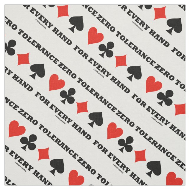 Zero Tolerance For Every Hand 4 Card Suits Bridge Fabric (Swatch)
