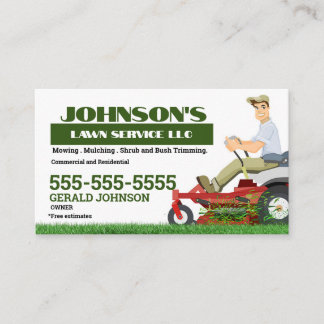 Zero Turn Lawn Care Business Card