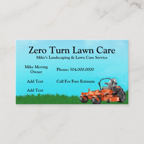 Zero Turn Lawn Care Service Business Card