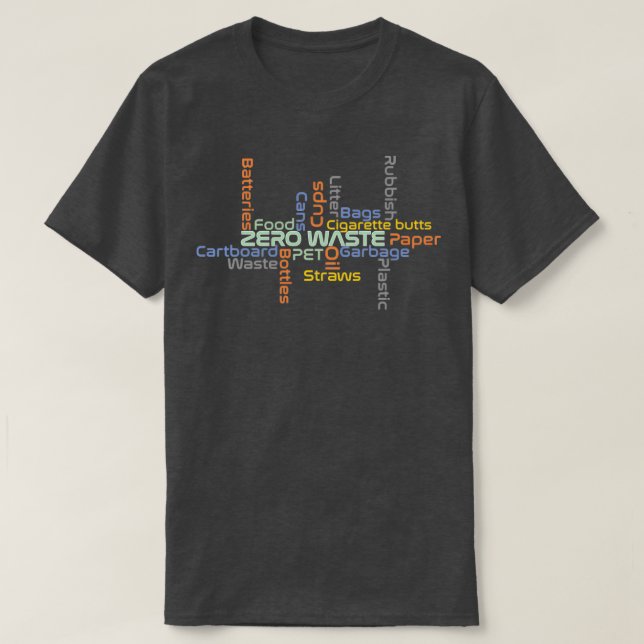 Zero waste no litter and plastic word design T-Shirt (Design Front)