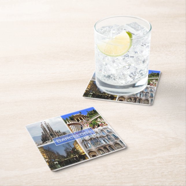 zES010 BARCELONA, Spain, Europe, Square Paper Coaster (Insitu)