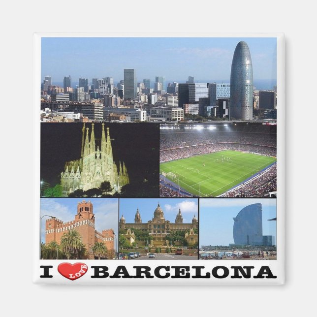 zES022 i love BARCELONA, Spain, Europe, Fridge Magnet (Front)