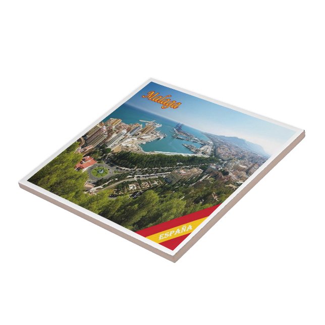 zES032 panorama of MALAGA, Spain, Europe, Ceramic Tile (Side)