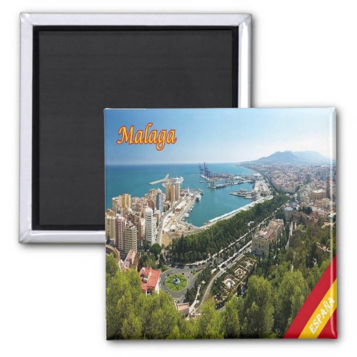 zES032 panorama of MALAGA Spain Europe Fridge Magnet