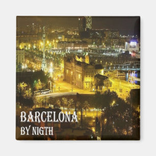 zES049 BARCELONA by Night, Fridge Magnet