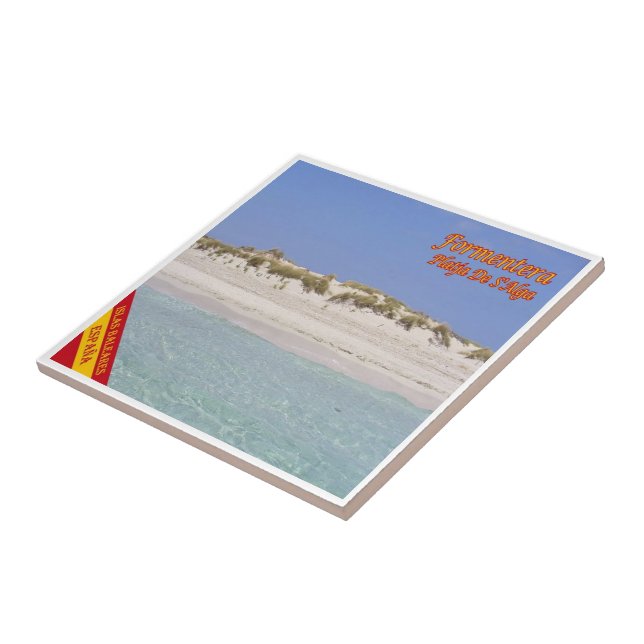 zES063 FORMENTERA BEACH S'ALGAR, Balearic, Ceramic Tile (Side)