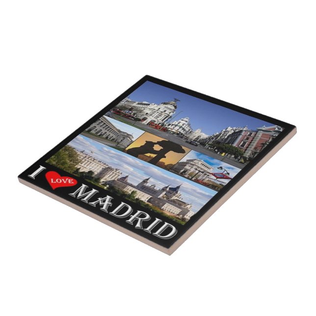 zES092  MADRID, I LOVE, Spain, Ceramic Tile (Side)