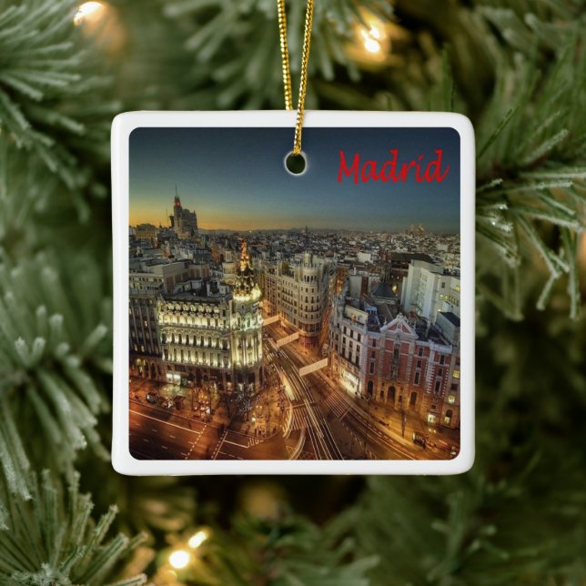 zES118 MADRID City, Spain, Europe, Ceramic Ornament (Tree)