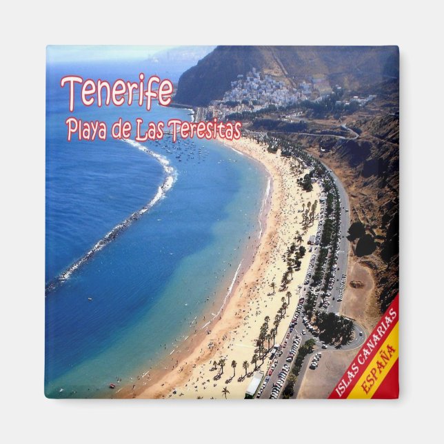 zES139 TENERIFE Teresitas Beach, Canaries, Fridge Magnet (Front)