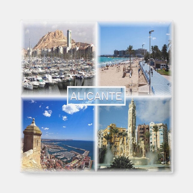 zES154 ALICANTE Postiguet beach Explanad, Fridge Magnet (Front)