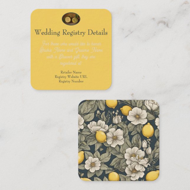 Zest Wishes Lemon wedding Registry Enclosure Card (Front/Back)