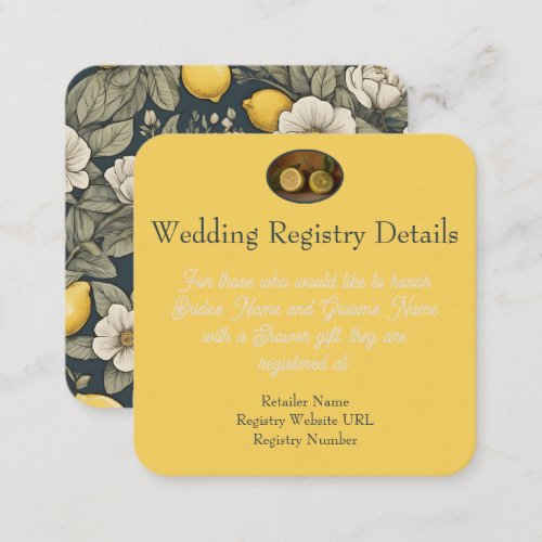 Zest Wishes Lemon wedding Registry Enclosure Card