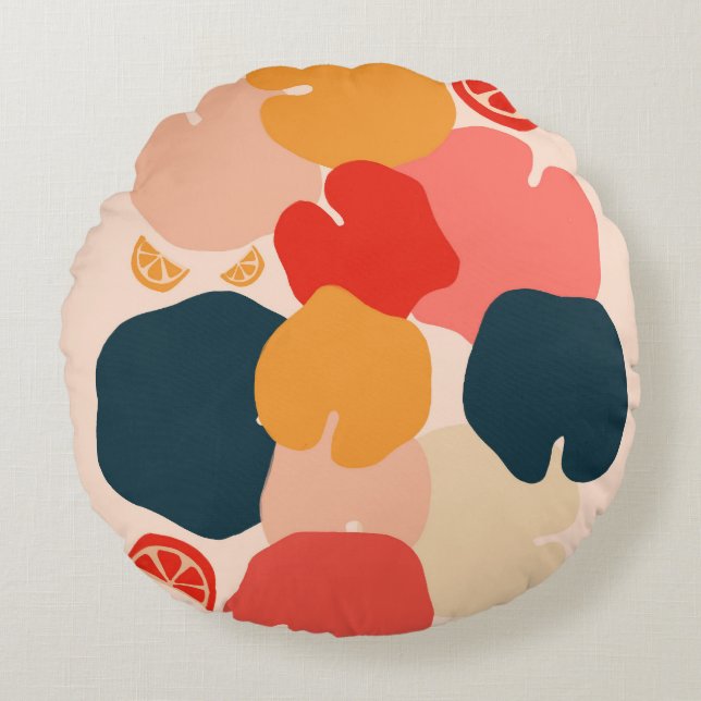 Zestful Zen Round Pillow (Front)