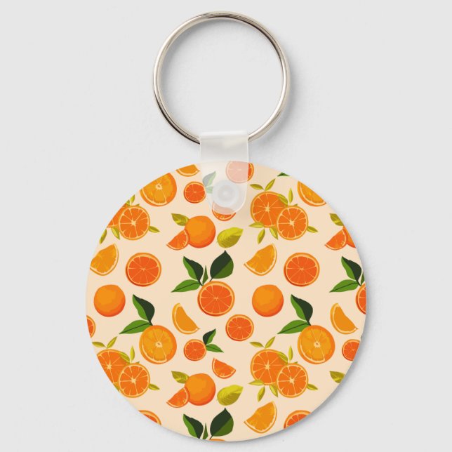 Zesty Charm: Citrus Orange Keyring Delight (Front)