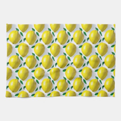 Zesty Citrus Blooms Lemon Patterned Kitchen Towel