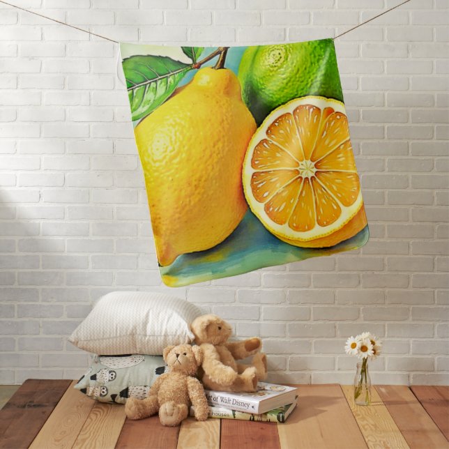 Zesty Citrus Burst of Sunshine Design Baby Blanket (In Situ)