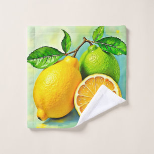 Zesty Citrus Burst of Sunshine Design Bath Towel Set