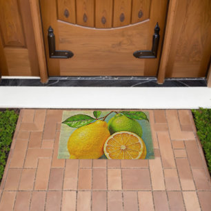 Zesty Citrus Burst of Sunshine Design Fiber Doormat