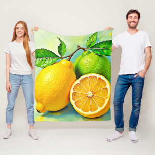 Zesty Citrus Burst of Sunshine Design Fleece Blanket