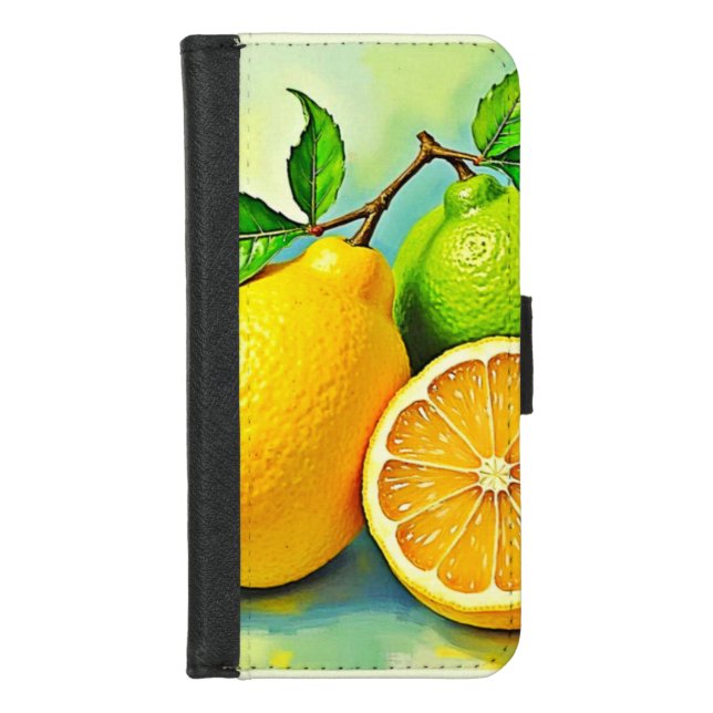 Zesty Citrus Burst of Sunshine Design iPhone Wallet Case (Front)