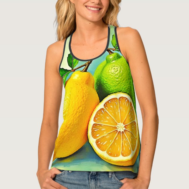 Zesty Citrus Burst of Sunshine Design Tank Top (Front)