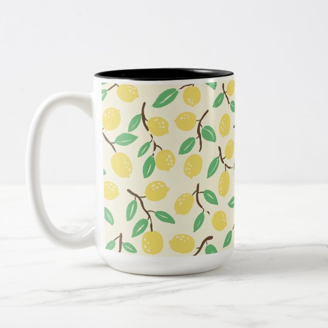 Zesty Citrus Yellow Green Two-Tone Coffee Mug (Left)