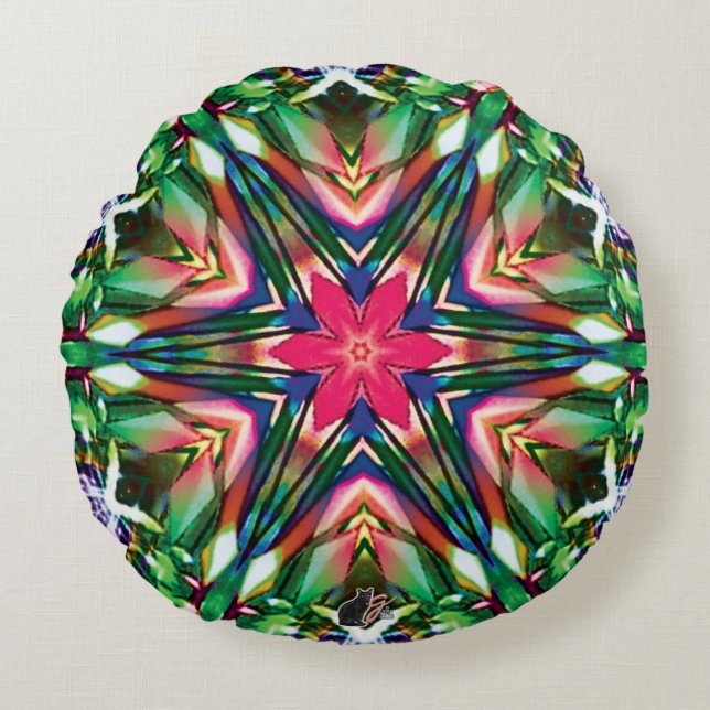 Zesty Kaleidoscope  Round Pillow (Front)