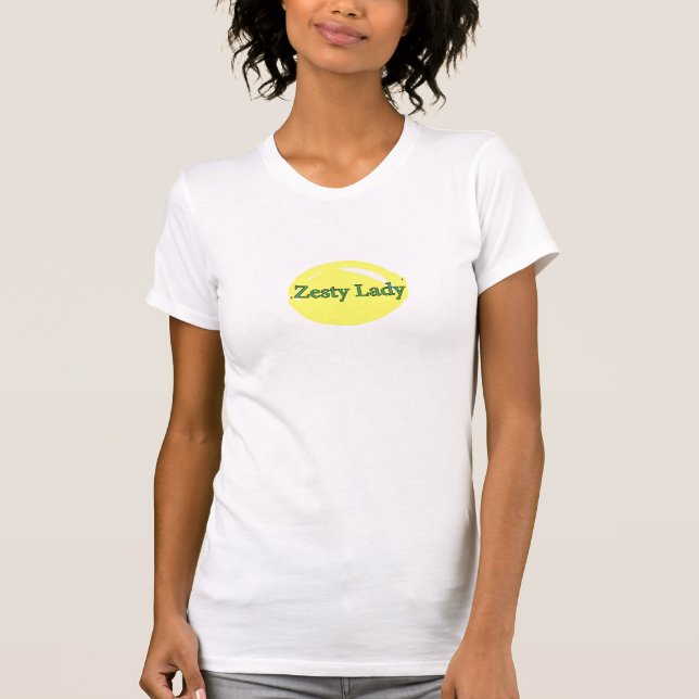 Zesty Lady T-Shirt green lettering yellow lemon (Front)