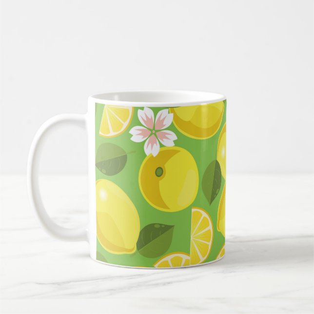 Zesty Lemon: Citrus Pattern Delight Coffee Mug (Left)