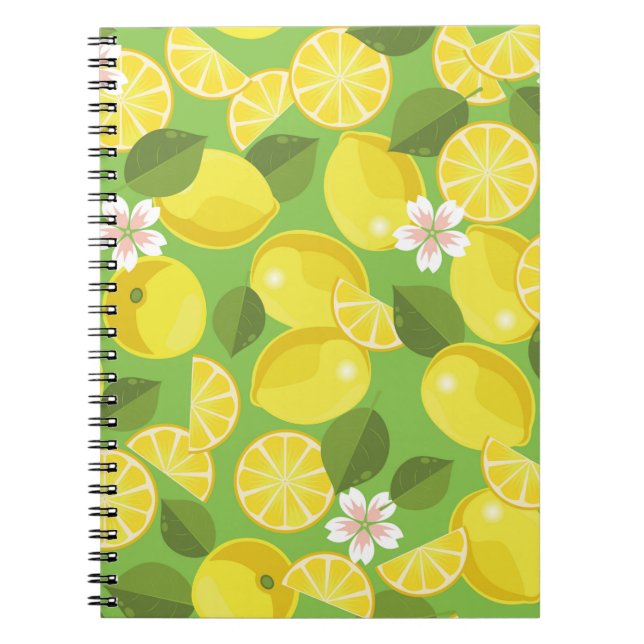 Zesty Lemon: Citrus Pattern Delight Notebook (Front)