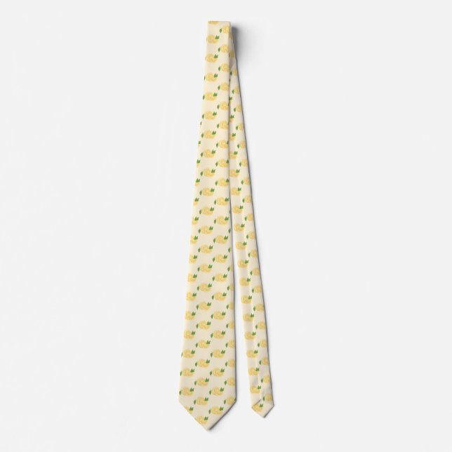 Zesty Lemon on Beige background Neck Tie (Front)