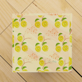 Zesty lemon pattern print wine box