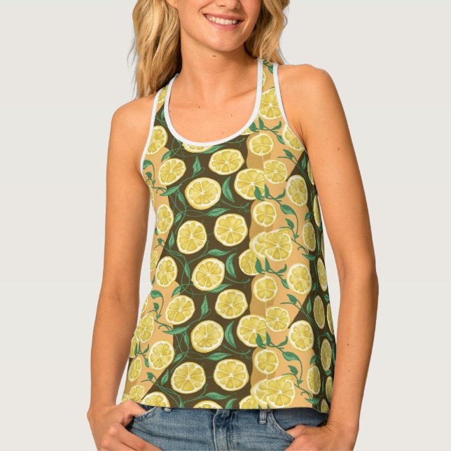Zesty Lemon Pattern Tank Top (Front)
