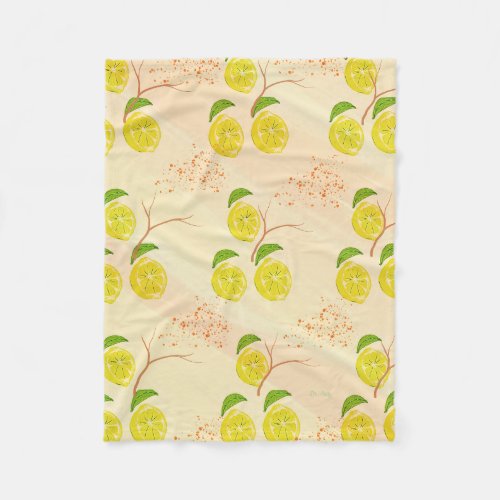 Zesty lemon print fleece blanket