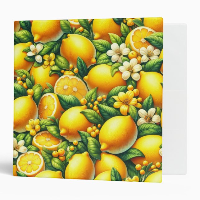 Zesty Lemon Whirl: A Citrus Symphony 3 Ring Binder (Front/Inside)