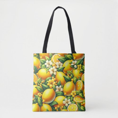 Zesty Lemon Whirl A Citrus Symphony Tote Bag