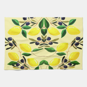 Zesty Lemons and Olives Kitchen Towels