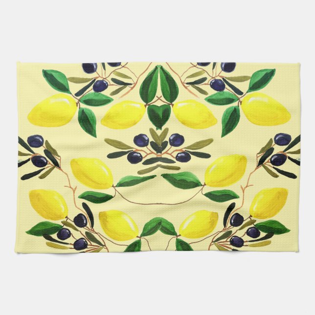Zesty Lemons and Olives Kitchen Towels (Horizontal)