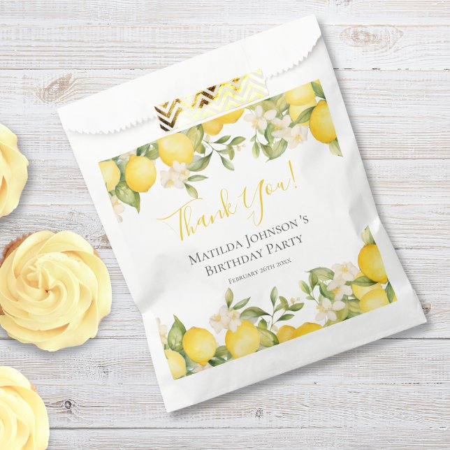 Zesty Lemons Fun Yellow Birthday Party Favor Bag (Mockup View)
