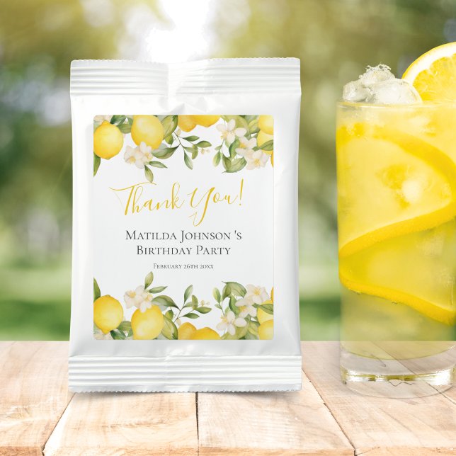 Zesty Lemons Fun Yellow Birthday Party Favor Lemonade Drink Mix (Mockup View)